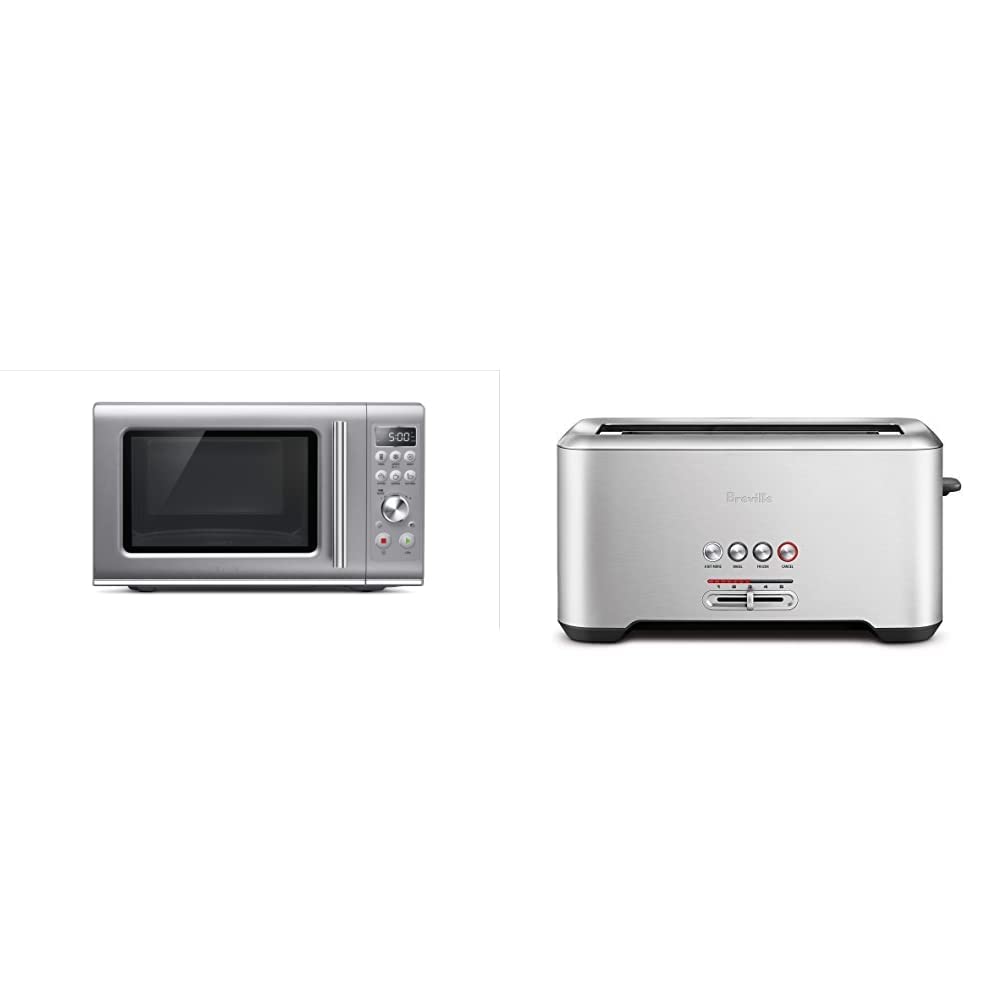 Breville BMO650SIL Compact Wave Soft Close Microwave, 25L, Silver