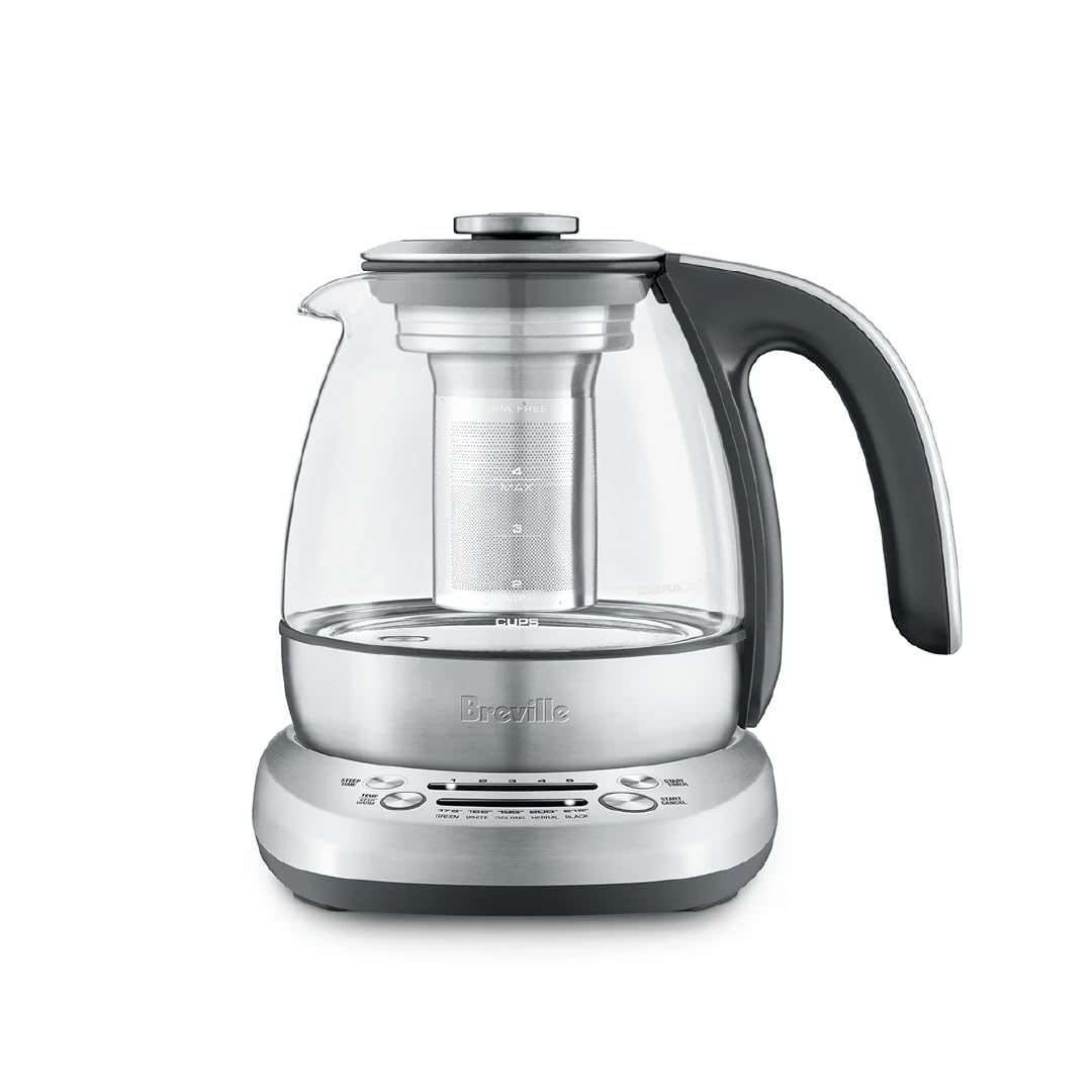 Breville BTM500CLR Smart Tea Infuser Compact, 4-Cup, Brushed Stainless Steel and Glass