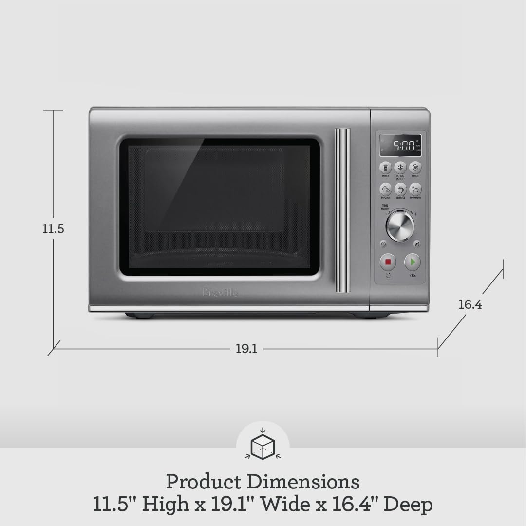 Breville BMO650SIL Compact Wave Soft Close Microwave, 25L, Silver