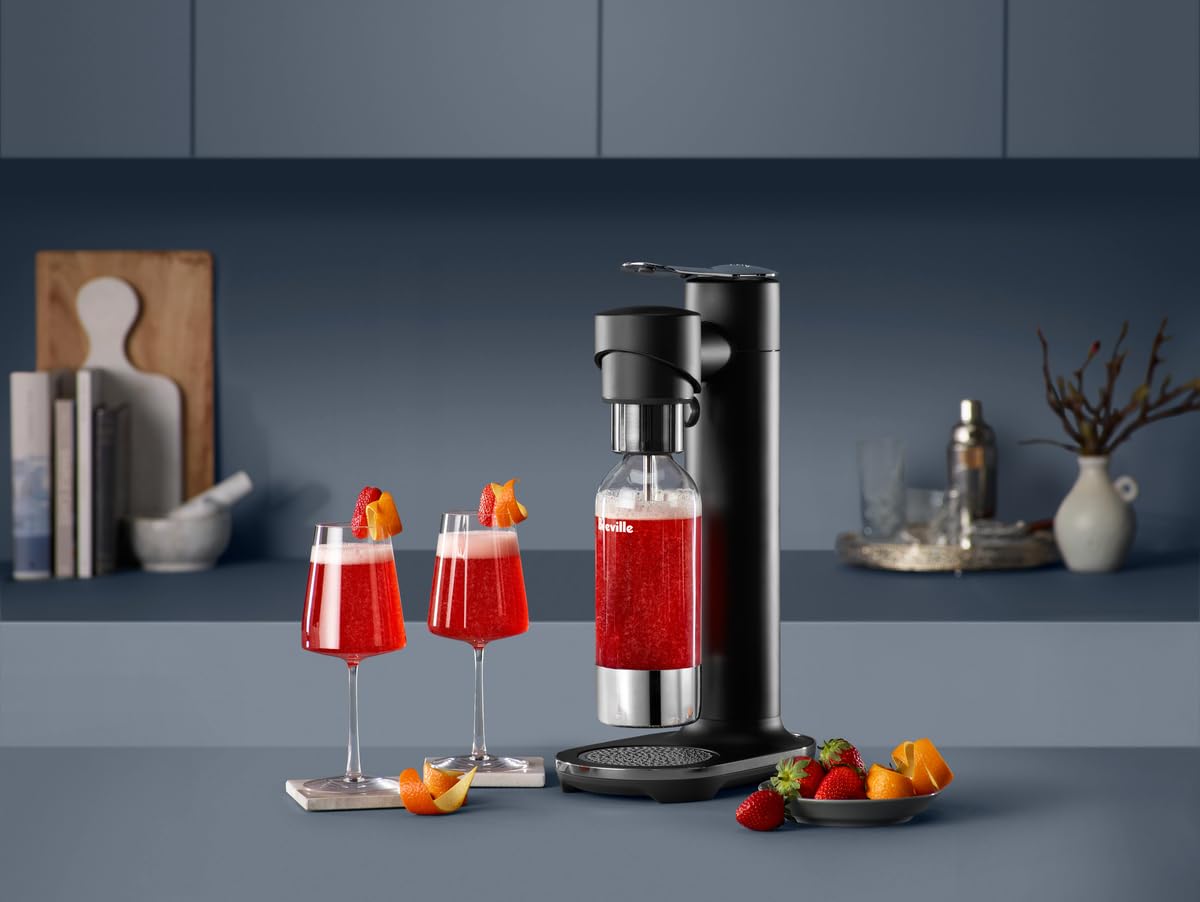 Breville InFizz Fusion Sparkling Water and Beverage Carbonator, Black Truffle
