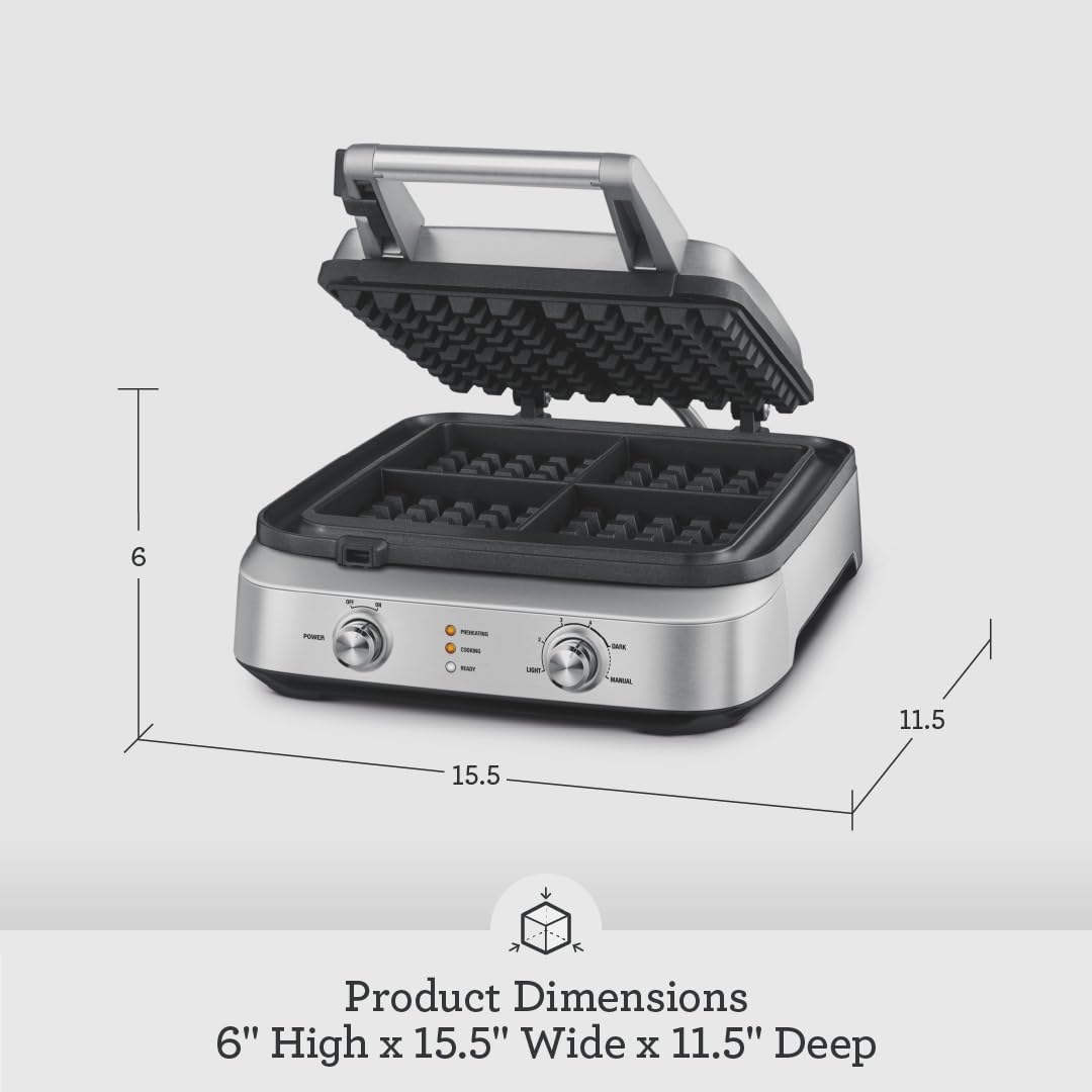 Breville Smart Square 4-Slice Waffle Maker – Brushed Stainless Steel (BWM604BSS)
