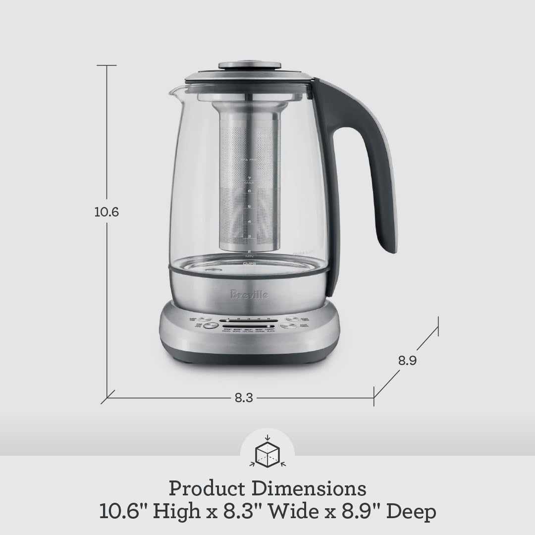 BTM600CLR Smart Tea Infuser Tea Maker, Brushed Stainless Steel 8" x 6" x 9"