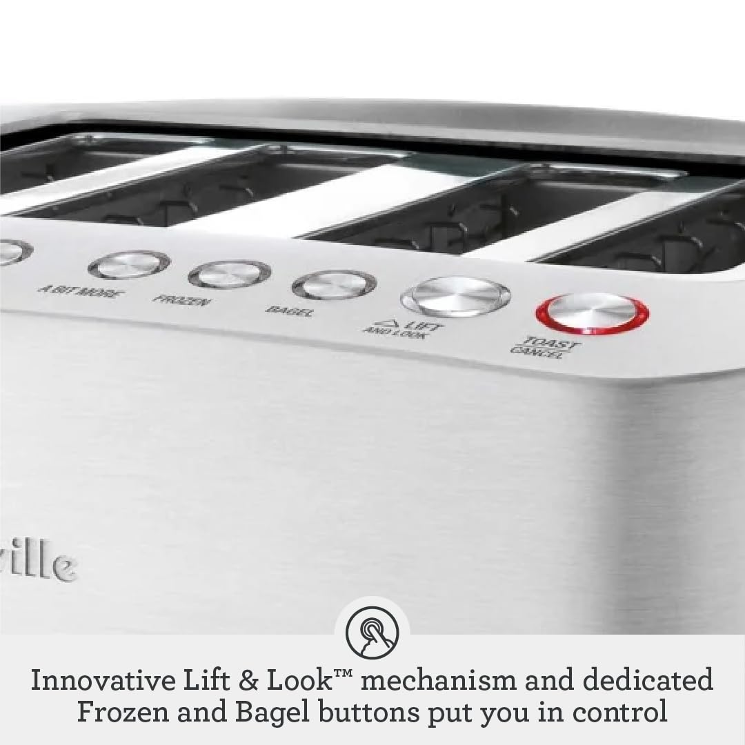 Breville BTA840XL Die-Cast Smart Toaster, 4 Slice, Brushed Stainless Steel
