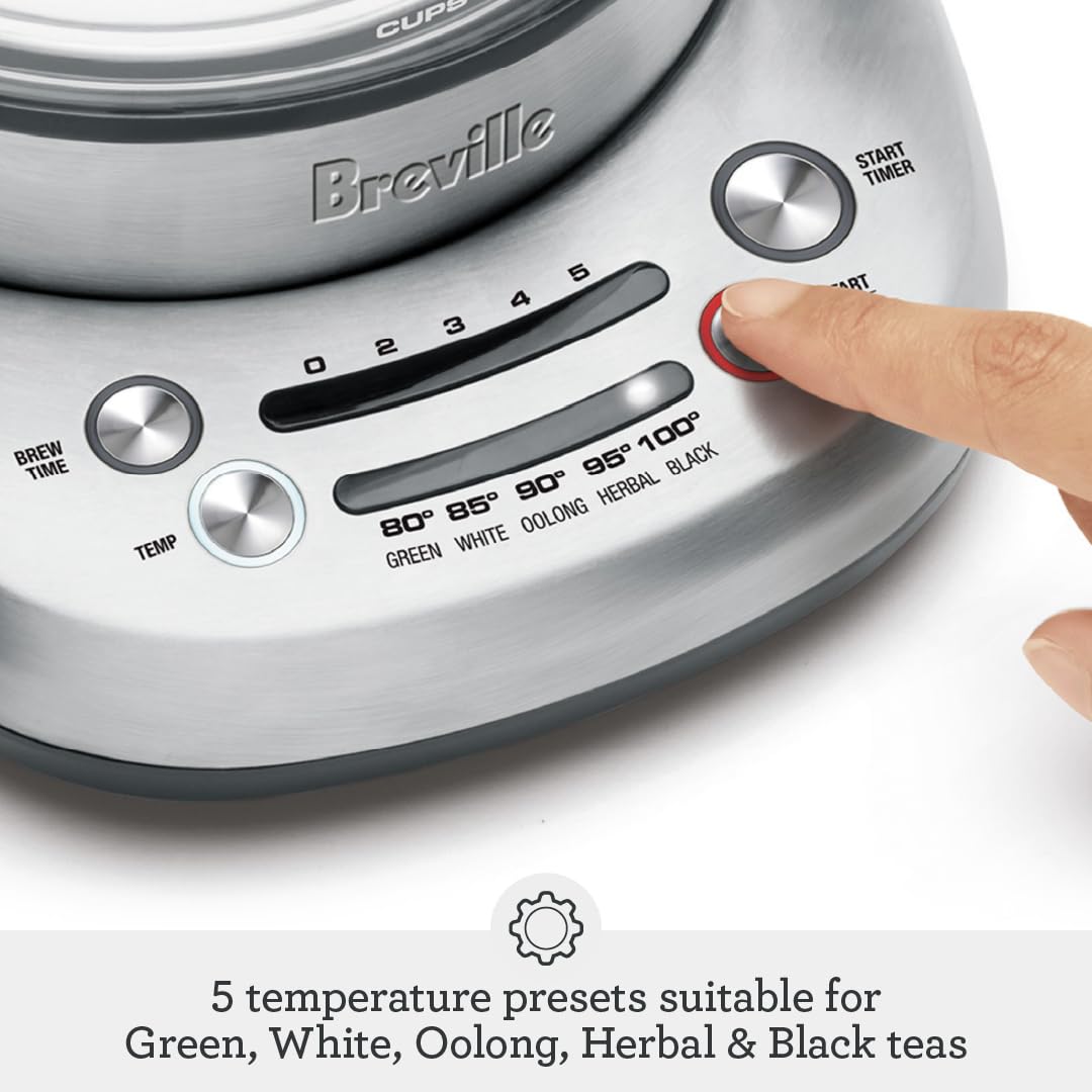Breville BTM500CLR Smart Tea Infuser Compact, 4-Cup, Brushed Stainless Steel and Glass