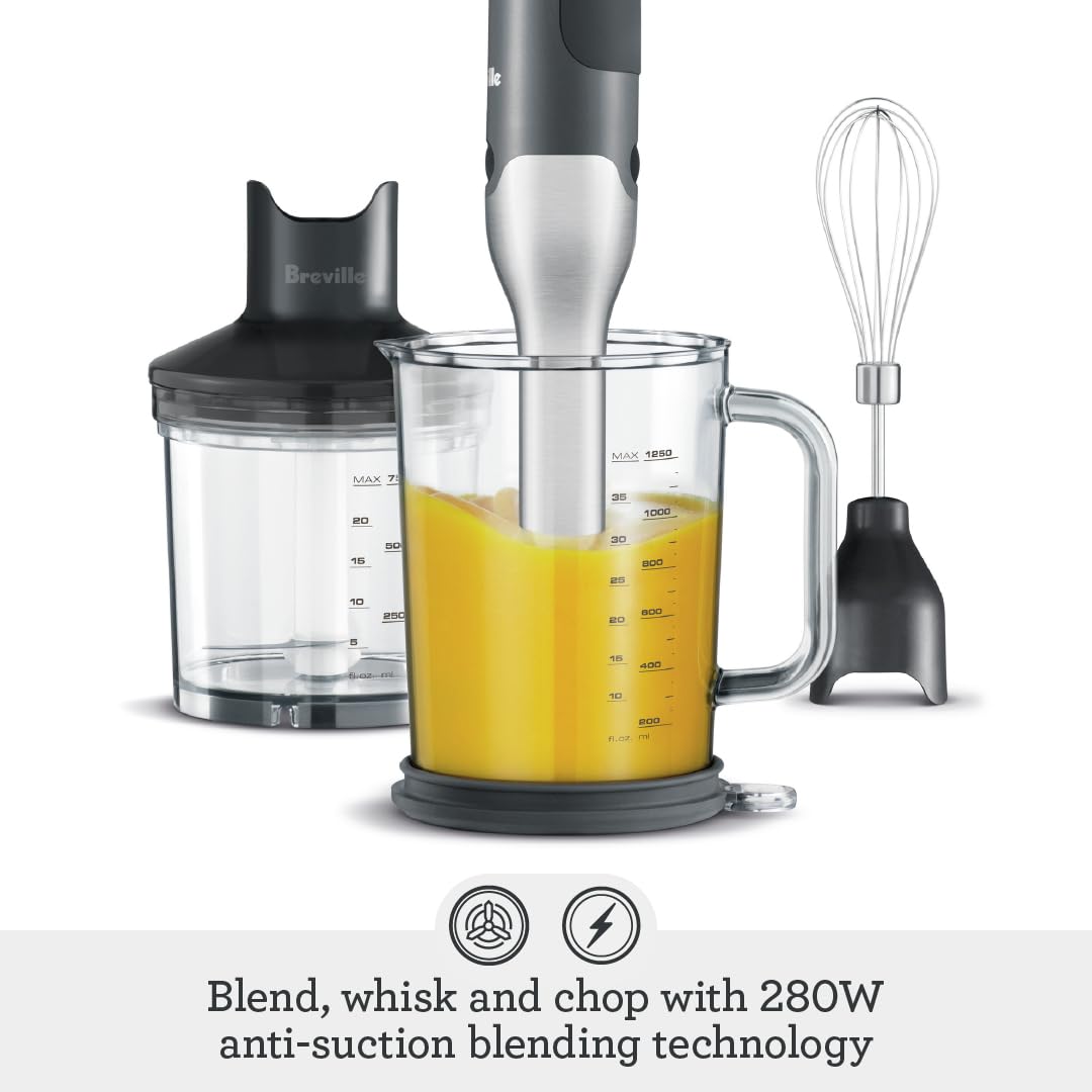Breville Control Grip Immersion Blender (BSB510XL) — Brushed Stainless Steel, with 42 oz Jug and Whisk