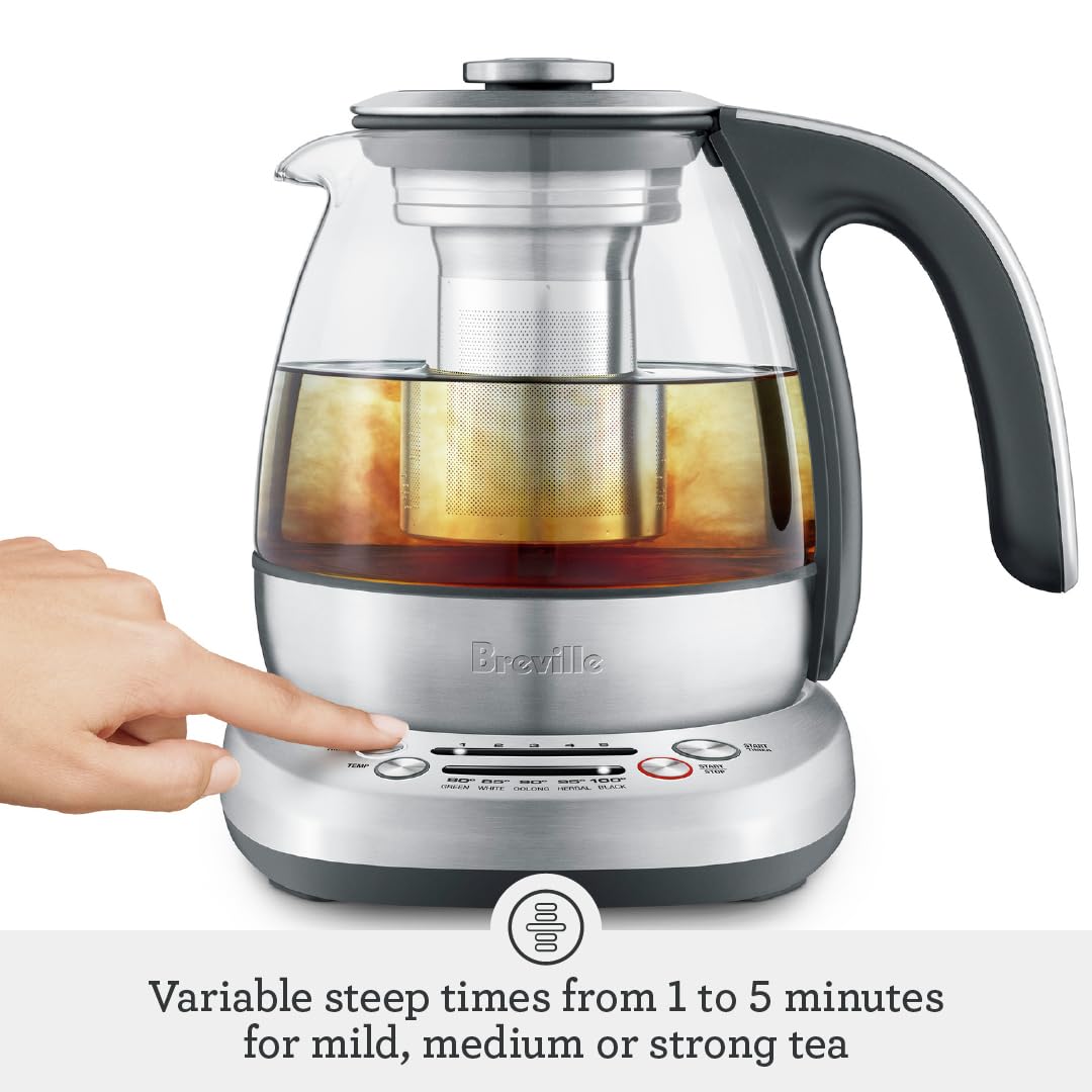 Breville BTM500CLR Smart Tea Infuser Compact, 4-Cup, Brushed Stainless Steel and Glass