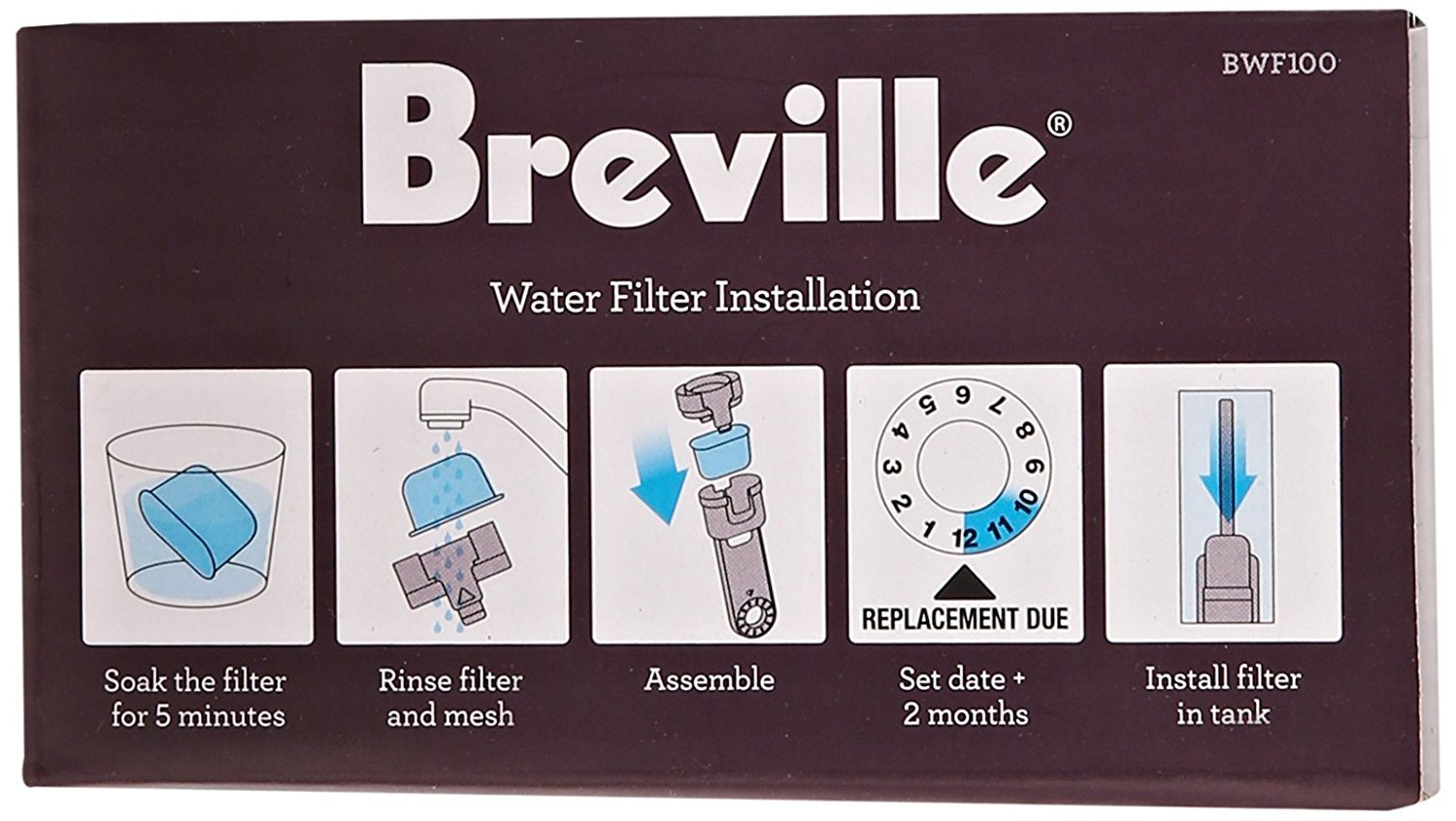 Breville Charcoal Water Filter Pack (6 Filters) for Barista Pro, Express & Infuser Espresso Machines