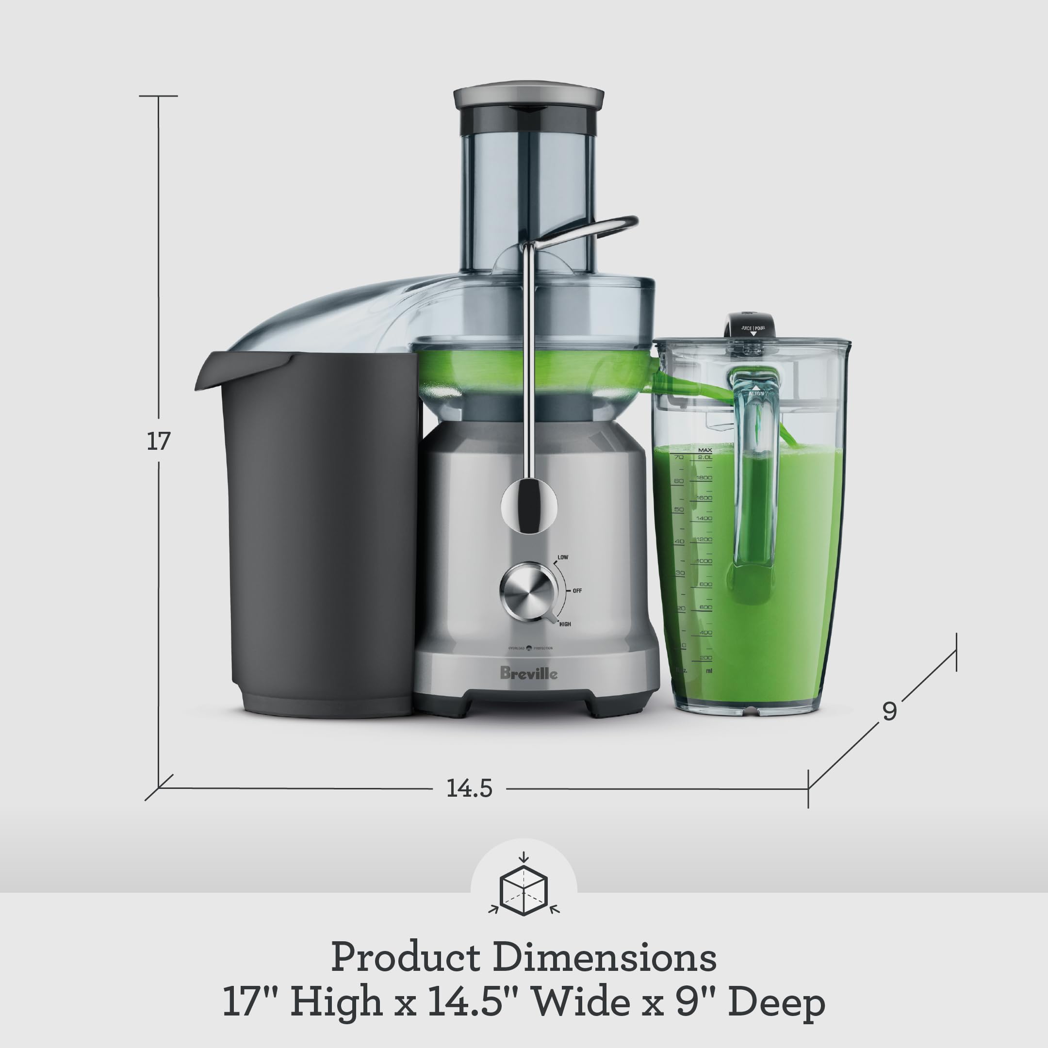 Breville Juice Fountain Cold, 70 fl oz, Silver