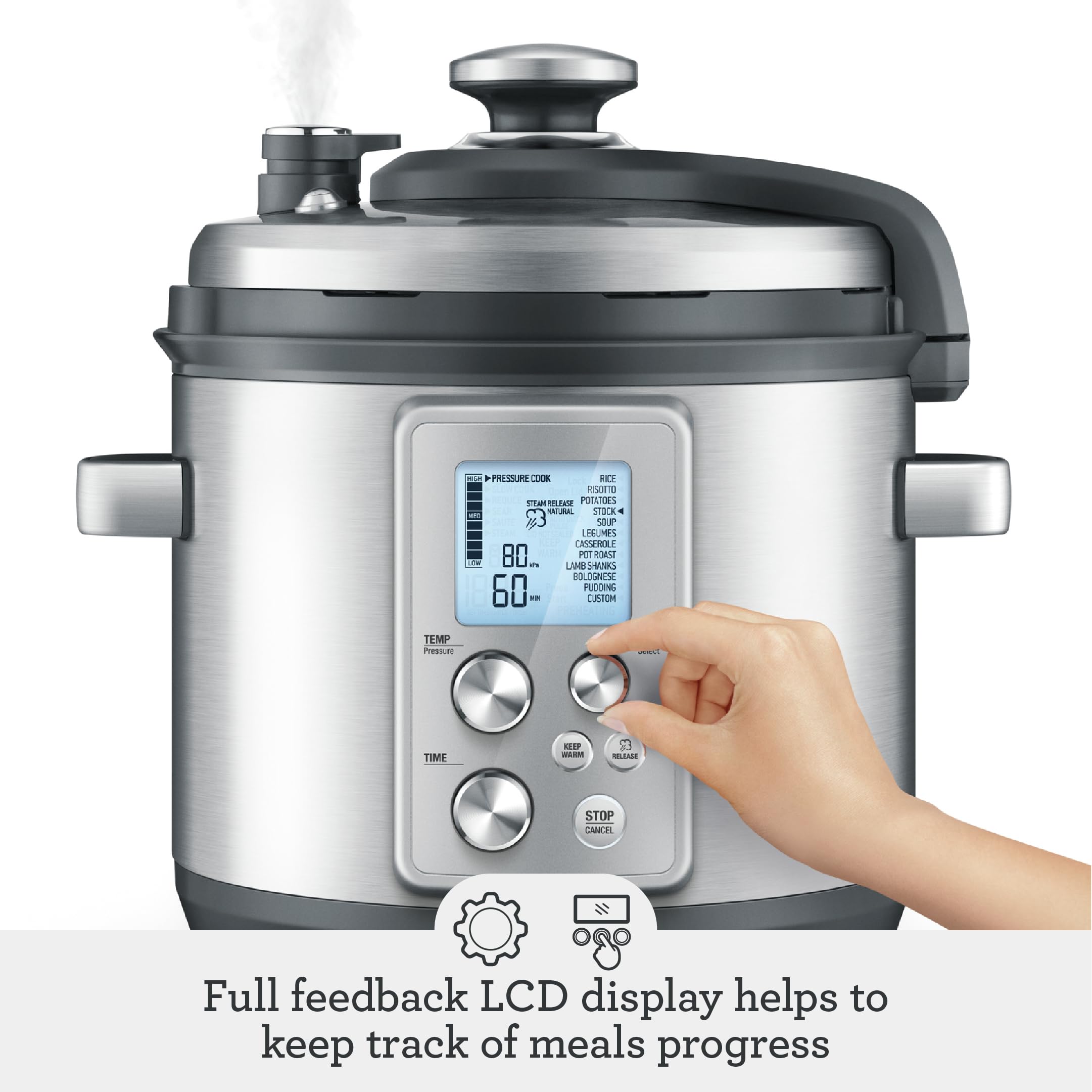Breville Fast Slow Pro Pressure Cooker BPR700BSS, 6 Quart, Brushed Stainless Steel