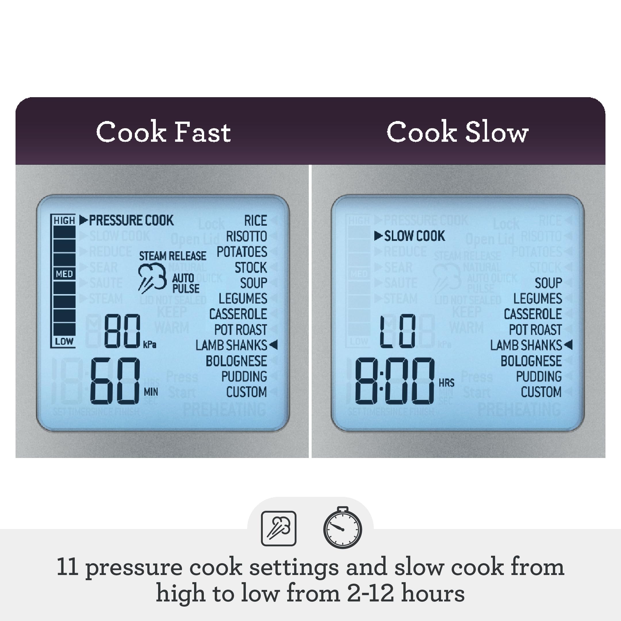 Breville Fast Slow Pro Pressure Cooker BPR700BSS, 6 Quart, Brushed Stainless Steel