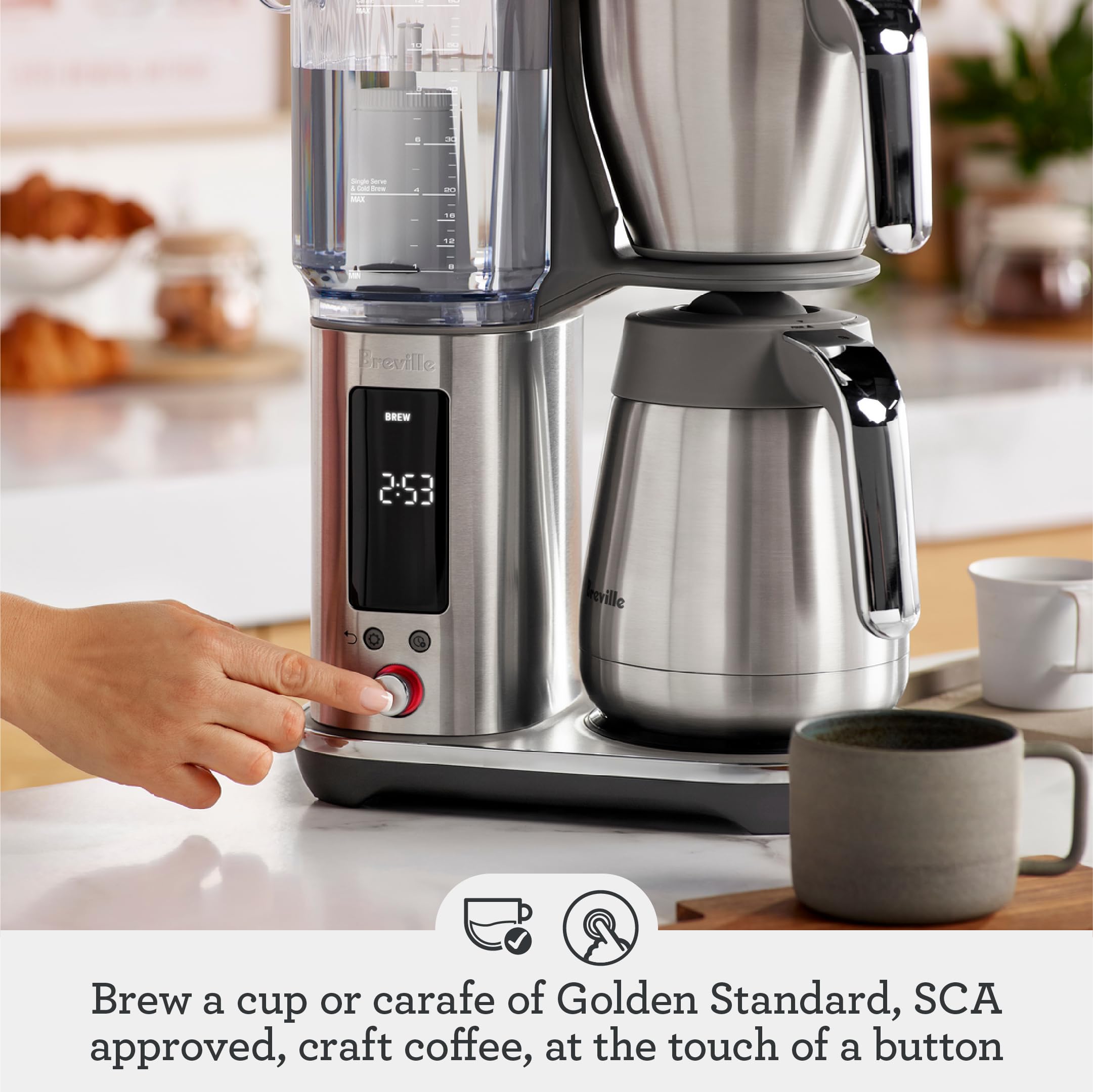 Breville Luxe Drip Coffee Machine BDC465BSS – Brushed Stainless Steel with Thermal Carafe