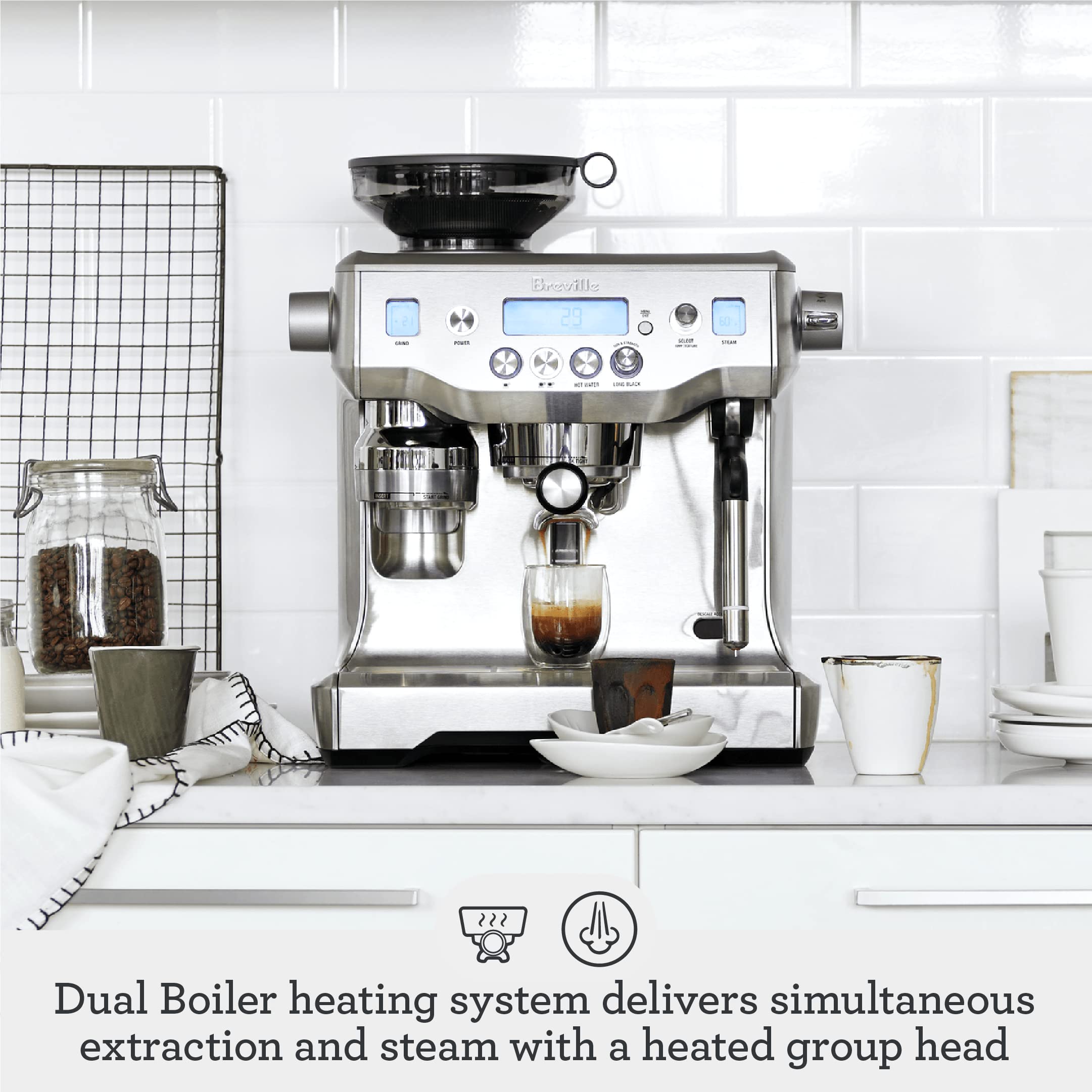 Breville Oracle Espresso Machine BES980XL, Brushed Stainless Steel