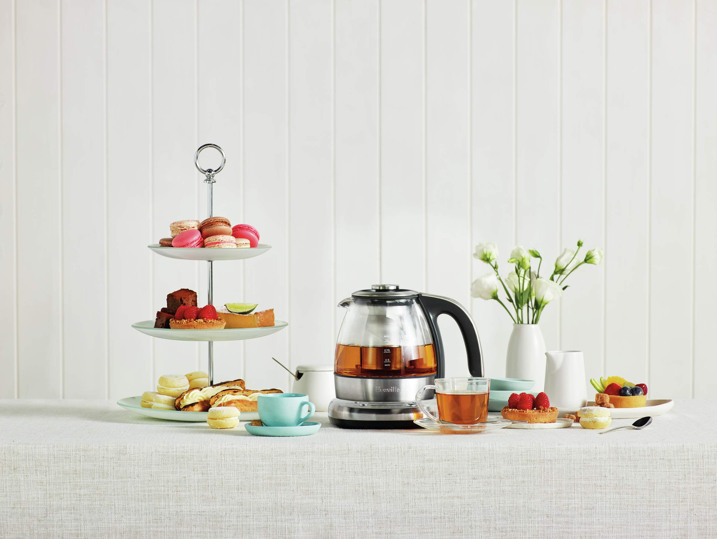 Breville BTM500CLR Smart Tea Infuser Compact, 4-Cup, Brushed Stainless Steel and Glass