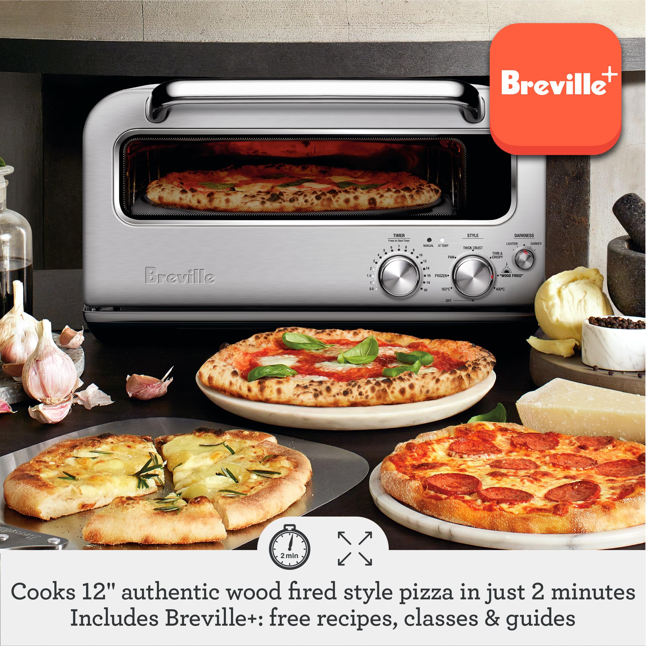 Breville Smart Oven Pizzaiolo Countertop Pizza Maker, Black Truffle (BPZ820BTR)